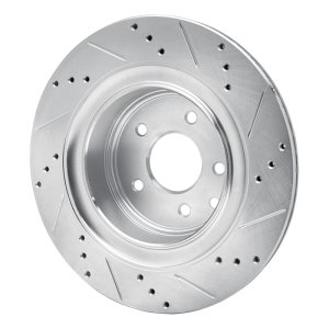 Infiniti G37 Brake Rotor (1) - Rear Left - R1 Concepts - Drilled & Slotted - Silver - `07-`15